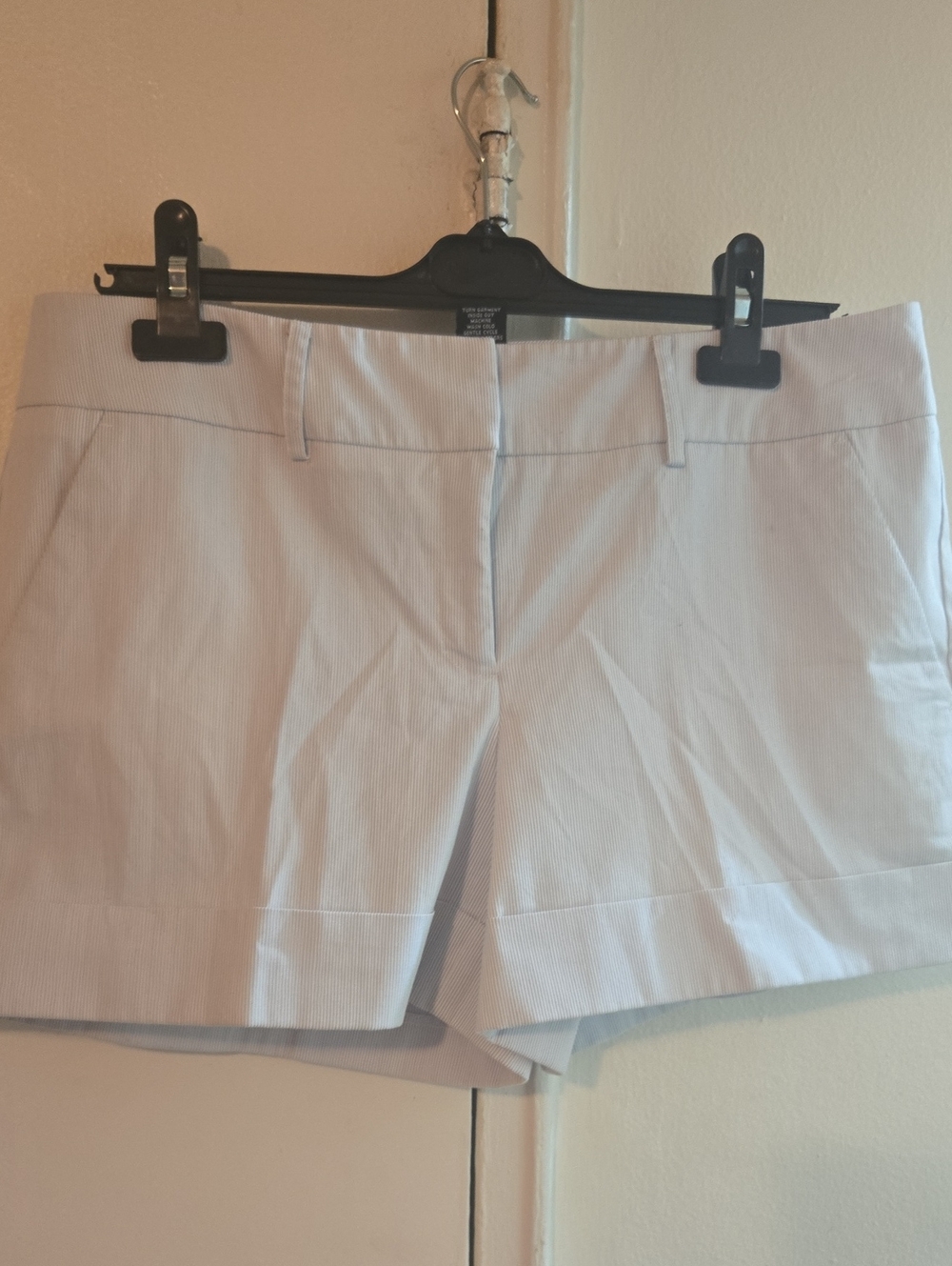 New York & Company Light Blue Pinstripe Bermuda Shorts